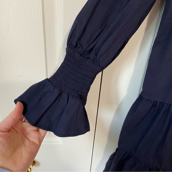 Tuckernuck Pomander Place Navy Blue Cotton Poplin Kenzo Mini Dress Long Sleeve S - Picture 7 of 11